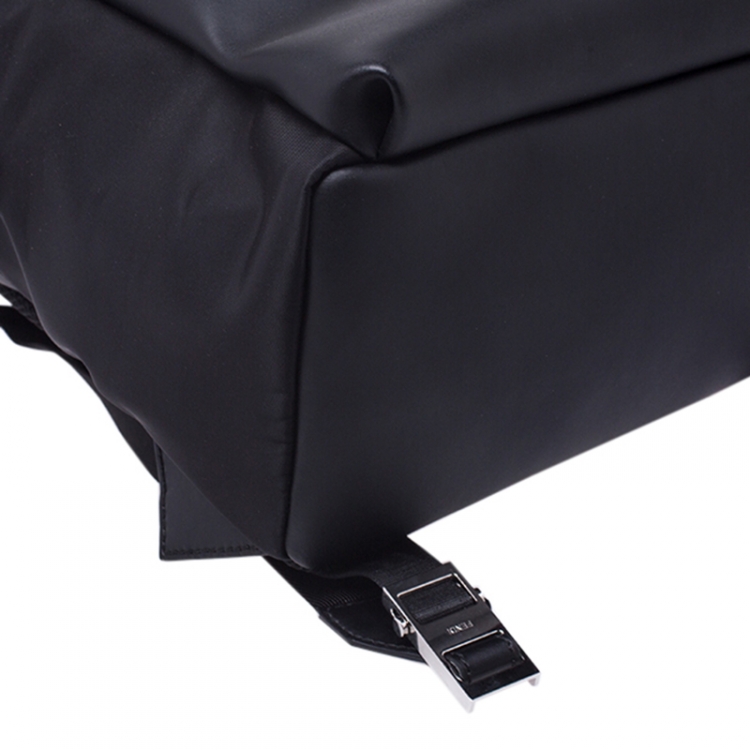 Pre Owned  Fendi Black Nylon and Leather No Words"Backpack