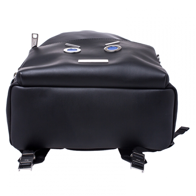Pre Owned  Fendi Black Nylon and Leather No Words"Backpack