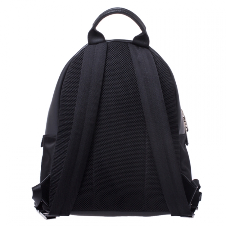 Pre Owned  Fendi Black Nylon and Leather No Words"Backpack