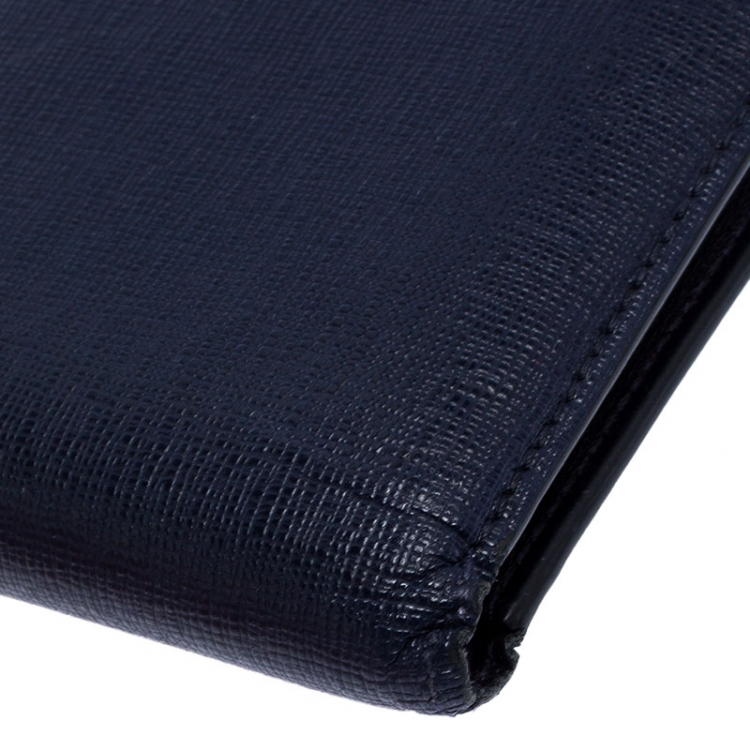 Pre Owned Fendi Navy Blue Leather Bifold Wallet