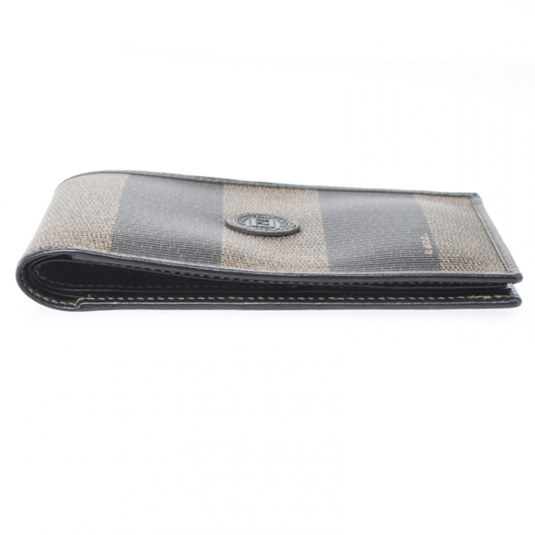 Pre Owned Fendi Tobacco Coated Canvas Pequin Bifold Wallet