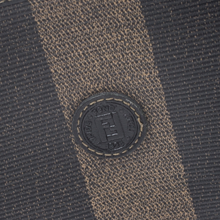 Pre Owned Fendi Tobacco Coated Canvas Pequin Bifold Wallet