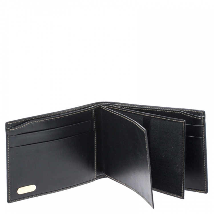 Pre Owned Fendi Tobacco Coated Canvas Pequin Bifold Wallet