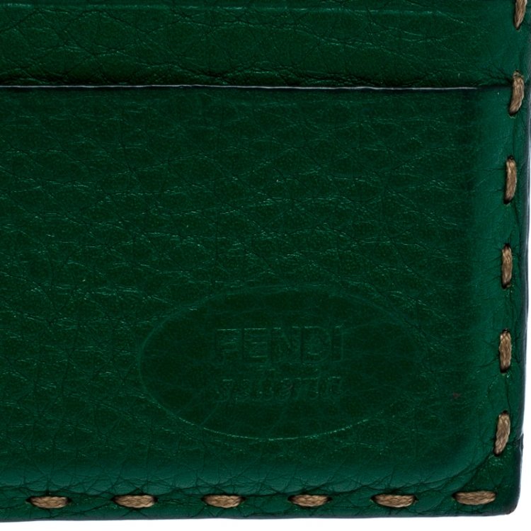 Pre Owned Fendi Green Selleria Leather Card Holder