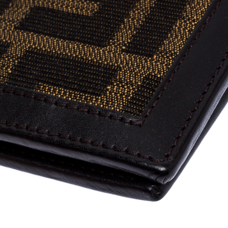 Pre Owned Fendi Tobacco Zucca Canvas and Leather Bifold Wallet