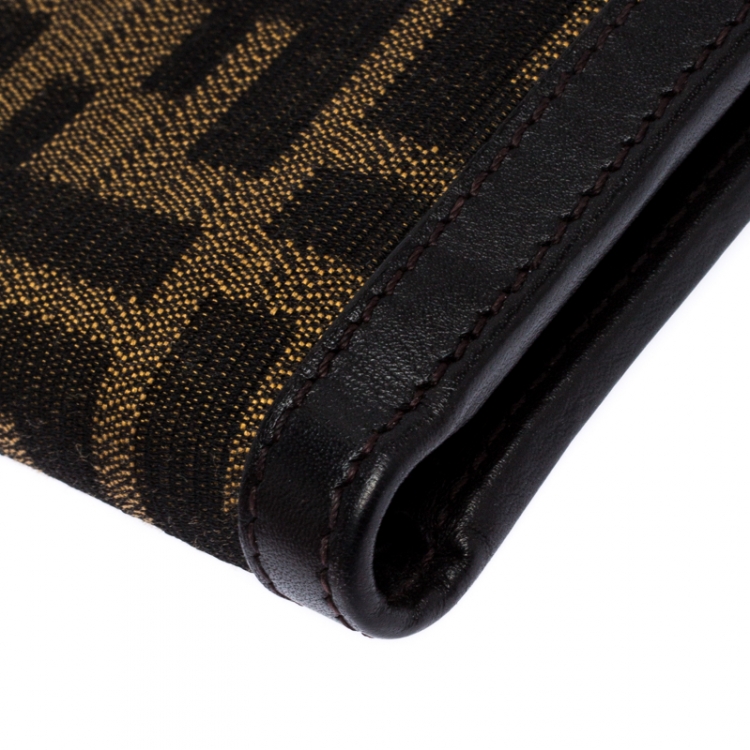 Pre Owned Fendi Tobacco Zucca Canvas and Leather Bifold Wallet