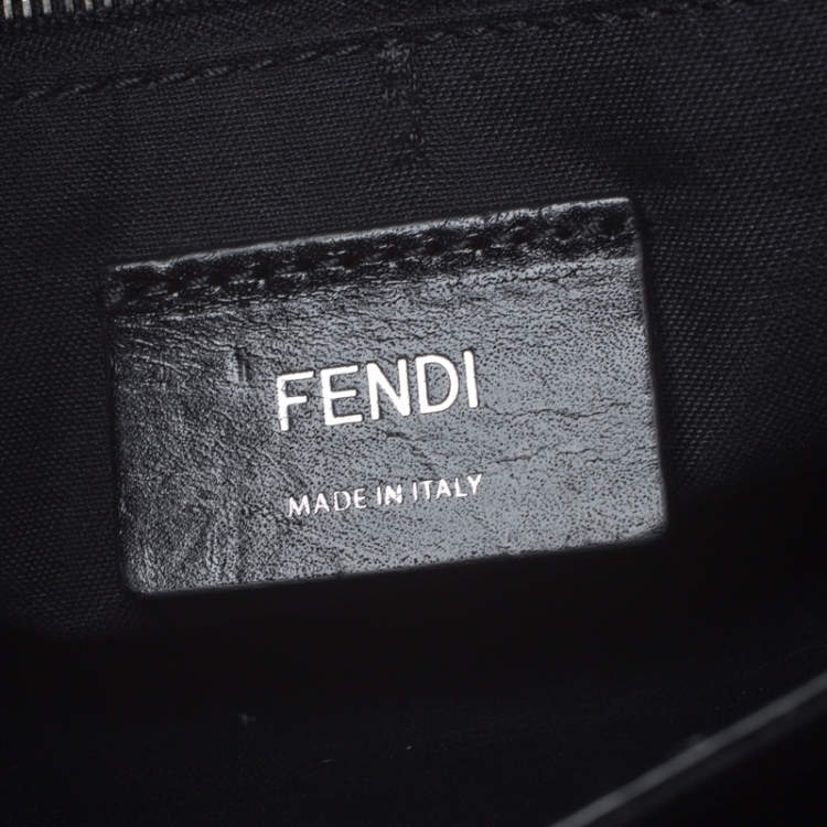 Pre Owned Fendi Black Leather Metal Bugs Clutch
