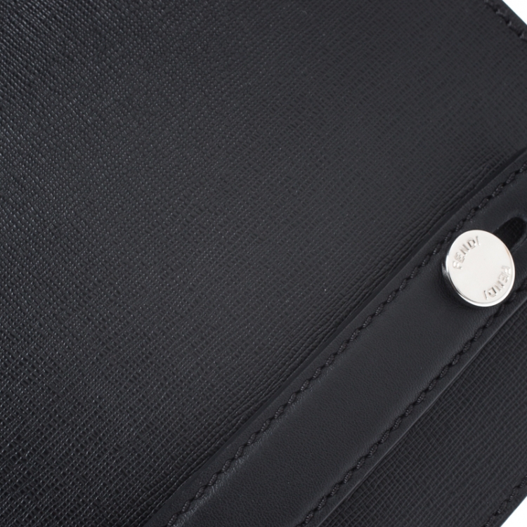 Pre Owned Fendi Black Leather Metal Bugs Clutch