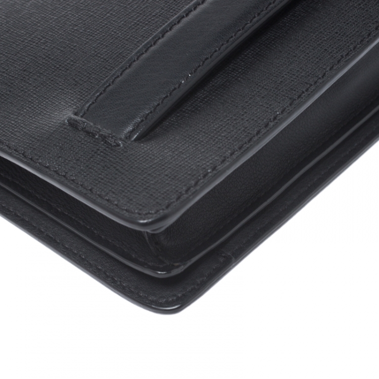 Pre Owned Fendi Black Leather Metal Bugs Clutch