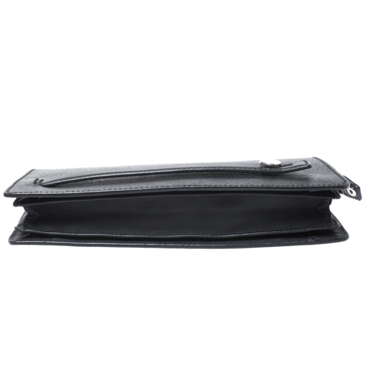 Pre Owned Fendi Black Leather Metal Bugs Clutch