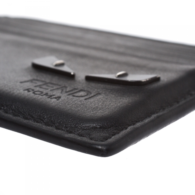 Pre Owned Fendi Black Leather Monster Card Holder