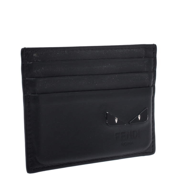 Pre Owned Fendi Black Leather Monster Card Holder