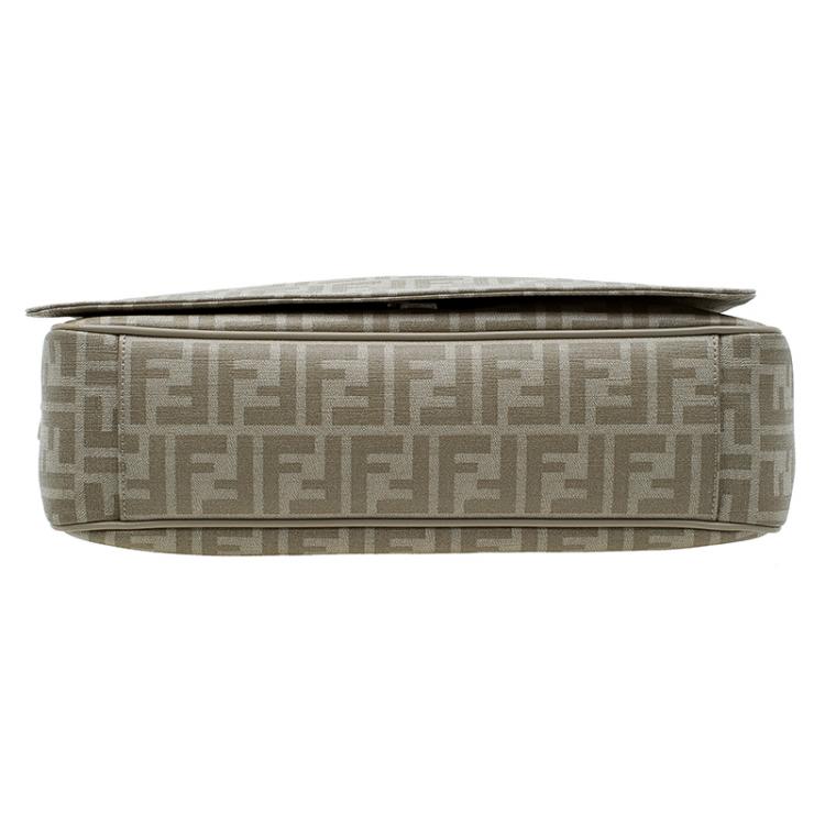 Pre Owned Fendi Beige Zucca Saplmati Coated Canvas Messenger Bag