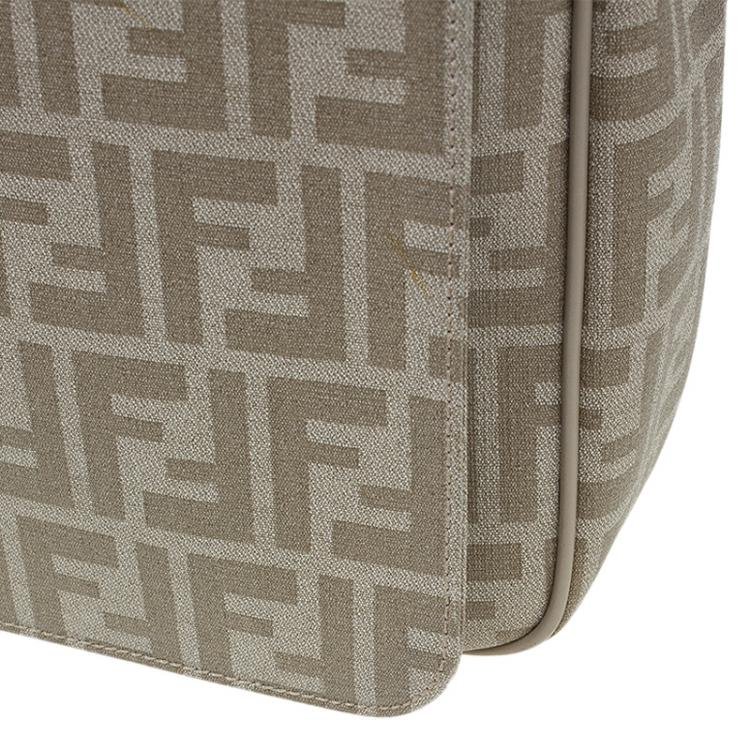 Pre Owned Fendi Beige Zucca Saplmati Coated Canvas Messenger Bag