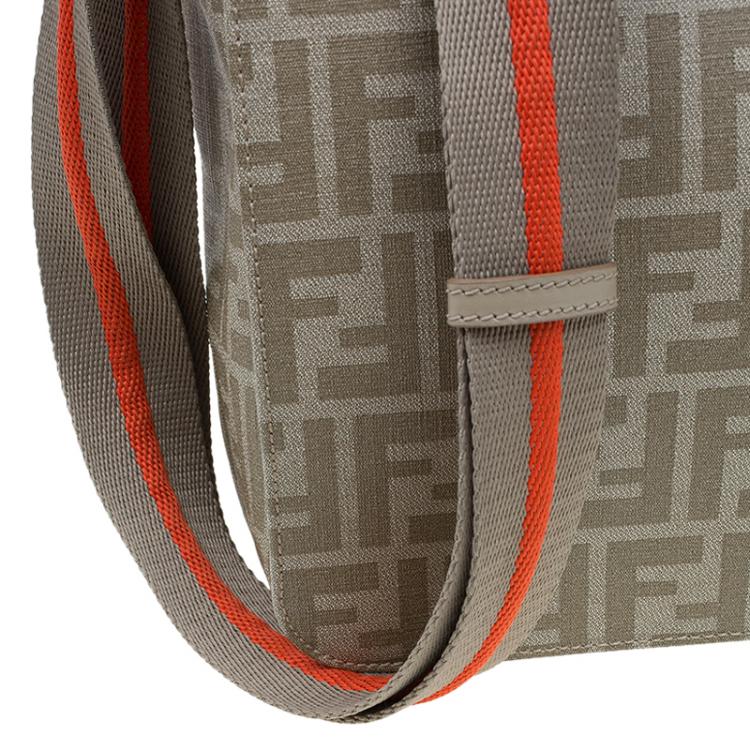 Pre Owned Fendi Beige Zucca Saplmati Coated Canvas Messenger Bag