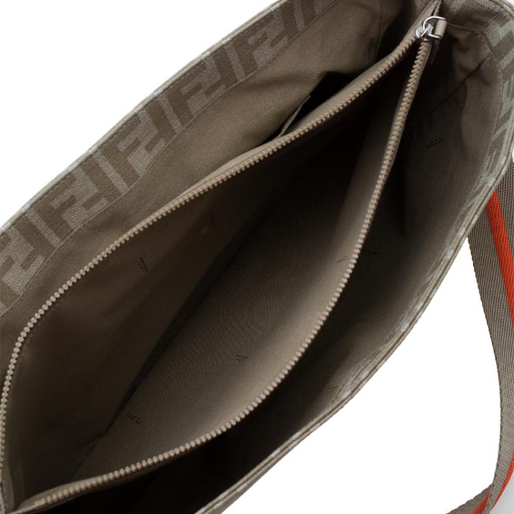 Pre Owned Fendi Beige Zucca Saplmati Coated Canvas Messenger Bag