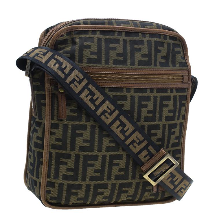 Pre Owned Fendi Brown Zucca canvas Messenger Bag