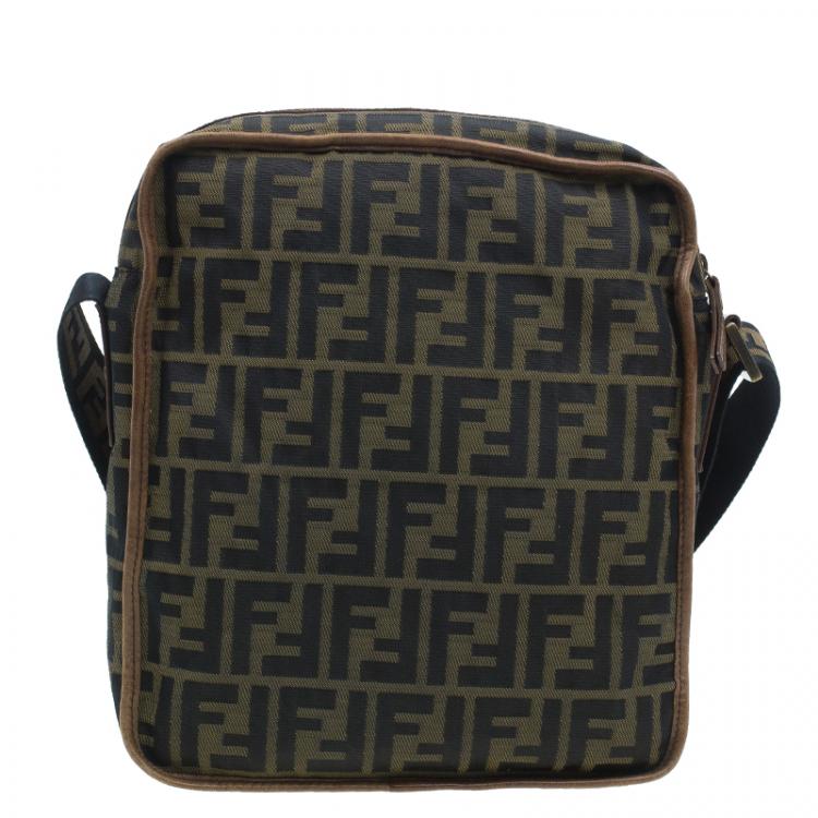 Pre Owned Fendi Brown Zucca canvas Messenger Bag