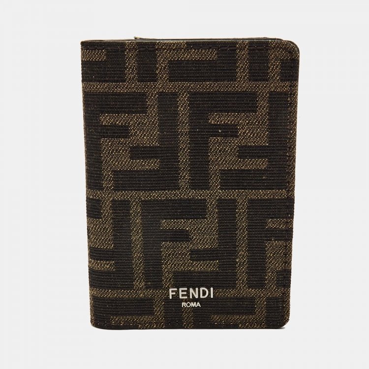 Pre Owned Fendi Brown Zucca Canvas Bifold Card Case