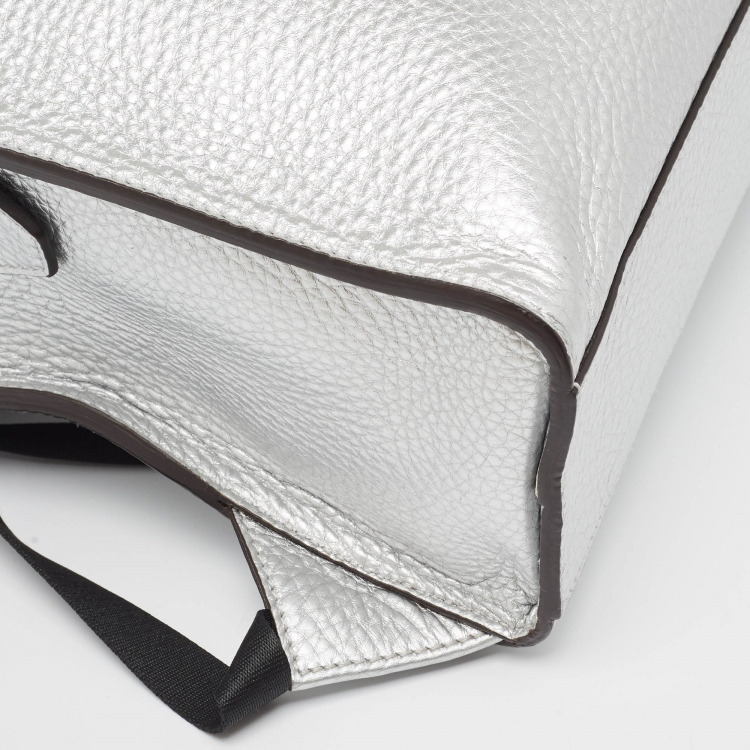 Pre Owned Fendi Silver Selleria Leather Slim Backpack