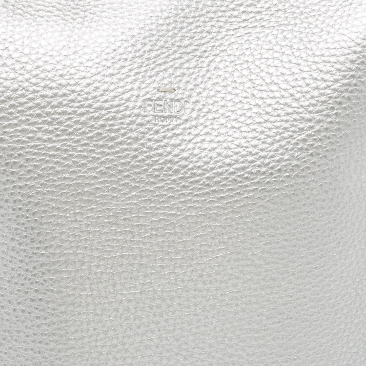 Pre Owned Fendi Silver Selleria Leather Slim Backpack