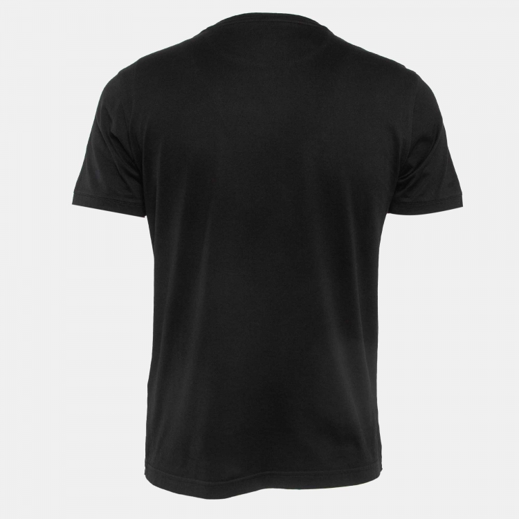 Pre Owned Fendi Black FF Applique and Sequin Cotton Jersey T-Shirt M