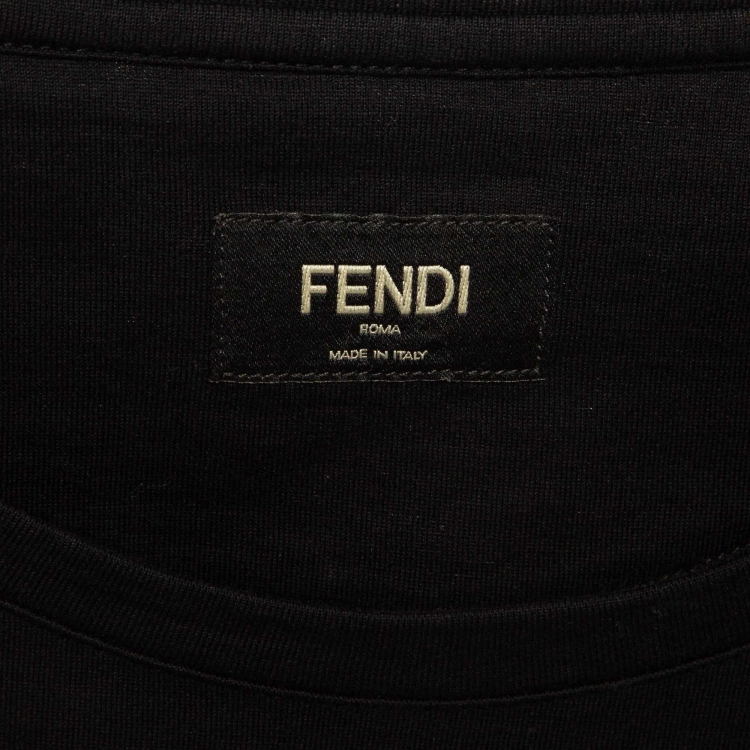 Pre Owned Fendi Black FF Applique and Sequin Cotton Jersey T-Shirt M