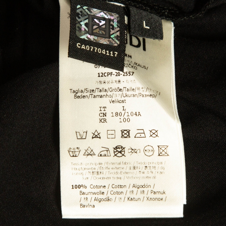 Pre Owned Fendi Black Logo Embossed Ombre Cotton T-Shirt L