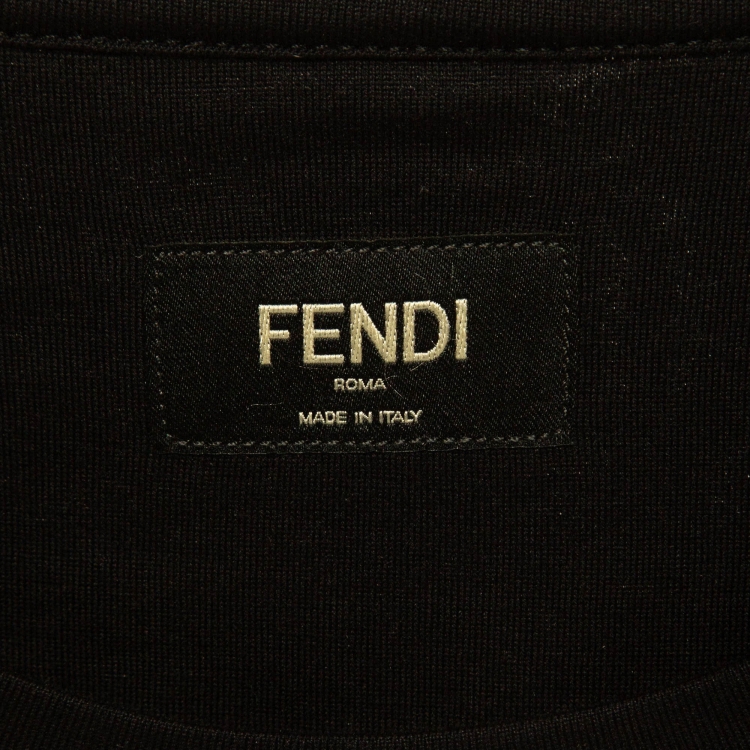 Pre Owned Fendi Black Logo Embossed Ombre Cotton T-Shirt L