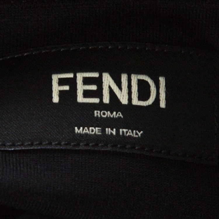 Pre Owned Fendi Black Cotton Zucca Logo Embroidered T Shirt L