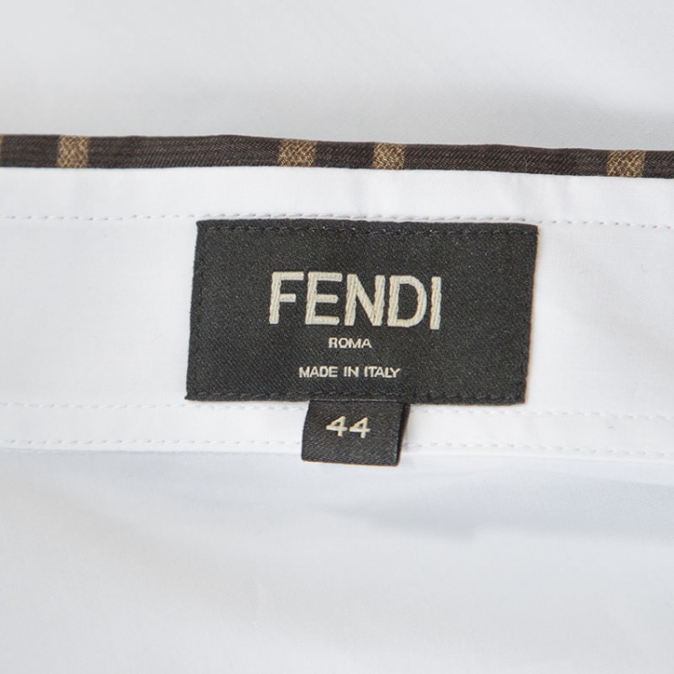 Pre Owned Fendi White Cotton FF Logo Collar Tailored Shirt XXXL