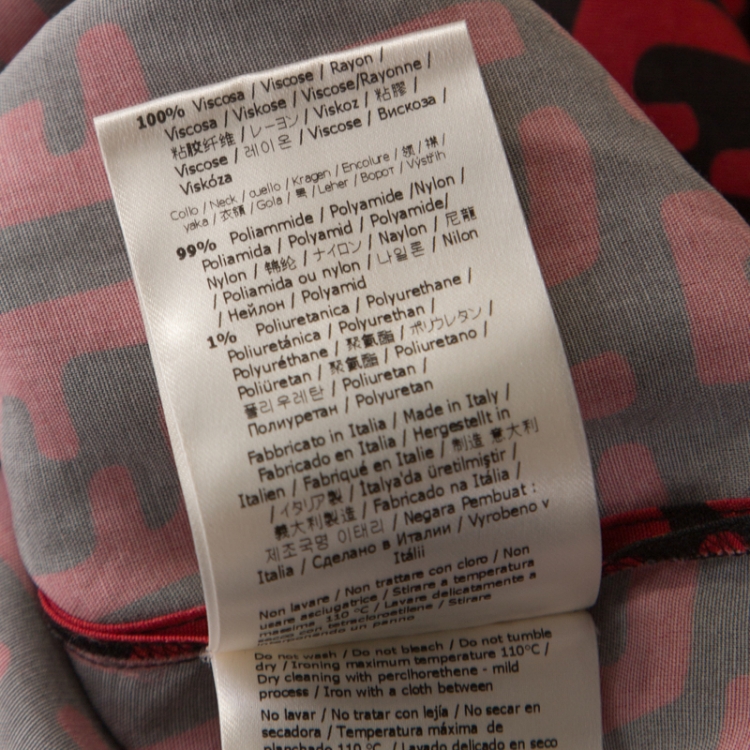 Pre Owned Fendi Red And Black Printed Crepe Forever T-Shirt M