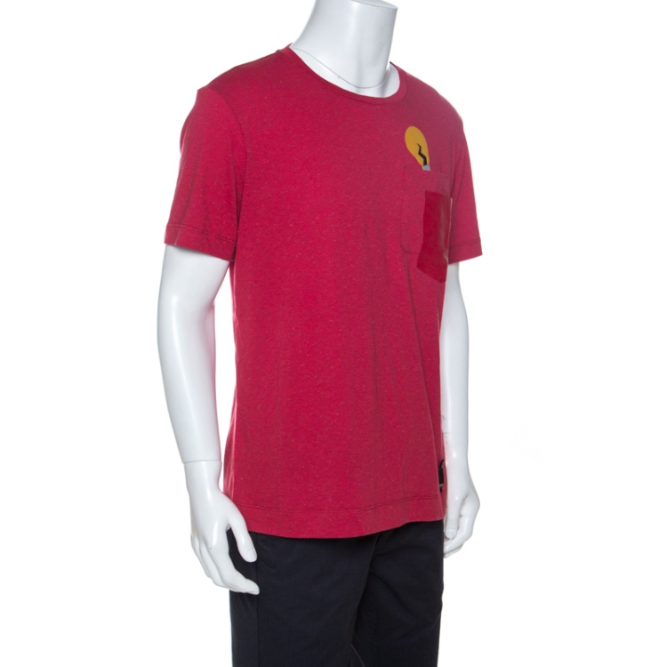 Fendi Red Cotton Patch Pocket Detail T-Shirt XXL Fendi | TLC