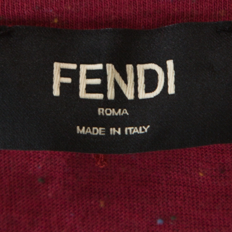 Pre Owned Fendi Red Cotton Patch Pocket Detail T-Shirt XXL