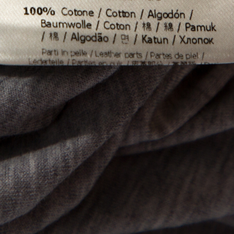 Pre Owned Fendi Grey Cotton Bag Bugs Leather Applique Detail T-Shirt M