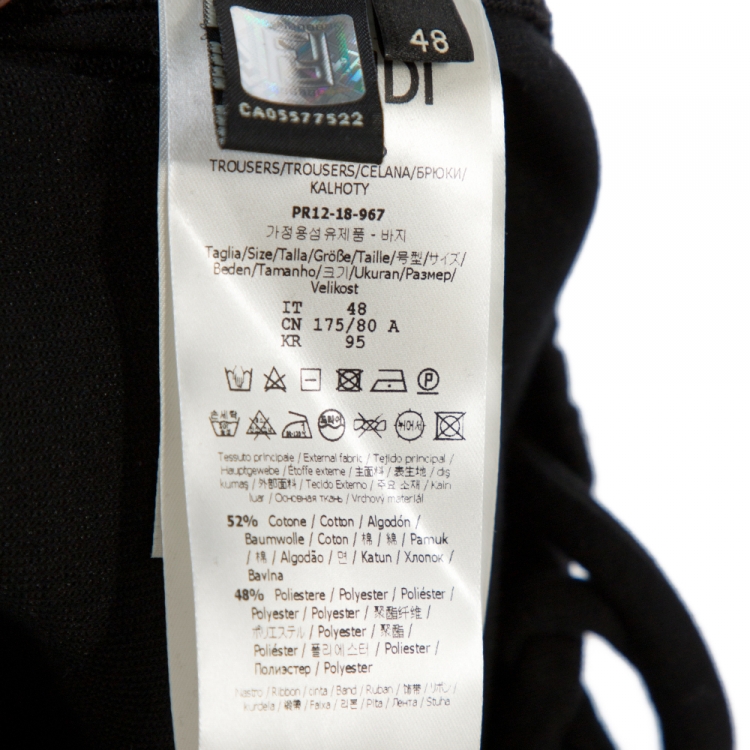 Pre Owned Fendi Black Jersey FF Logo Tape Detail Pants M