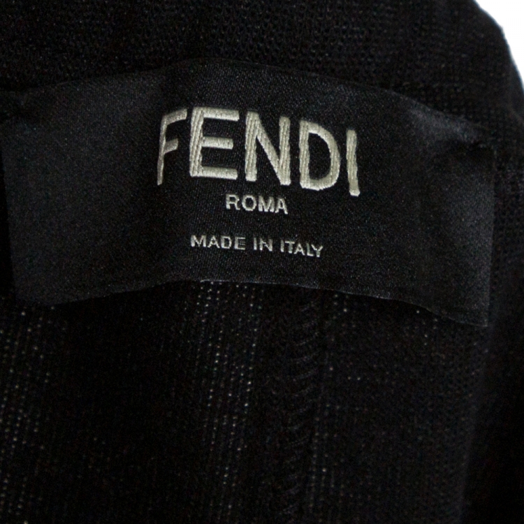 Pre Owned Fendi Black Jersey FF Logo Tape Detail Pants M