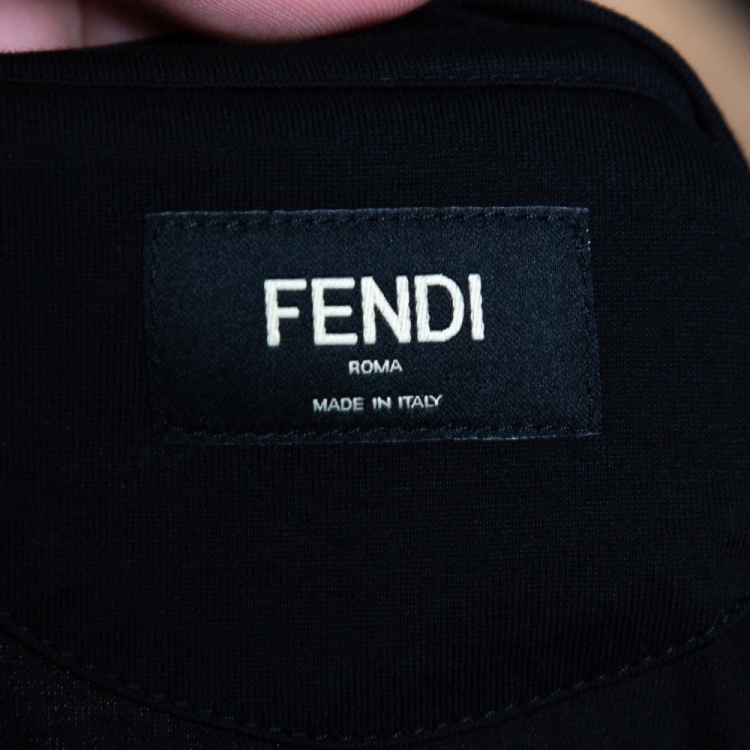 Pre Owned Fendi Black Cotton Bag Bugs Crystal Embellished T-Shirt M