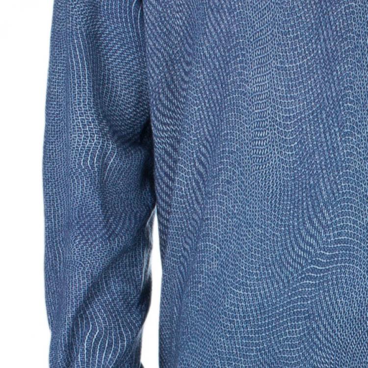 Pre Owned Fendi Indigo Scale Print Men's Sweater XXL