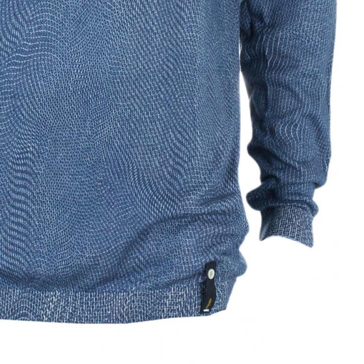 Pre Owned Fendi Indigo Scale Print Men's Sweater XXL
