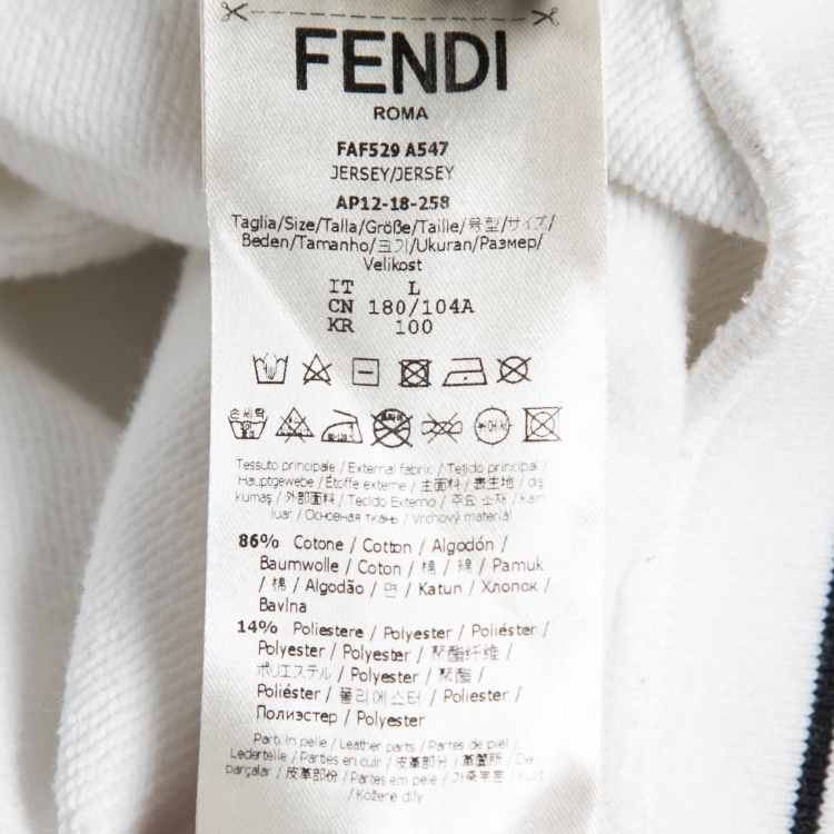 Pre Owned Fendi White Knit FF Logo Sweatshirt L