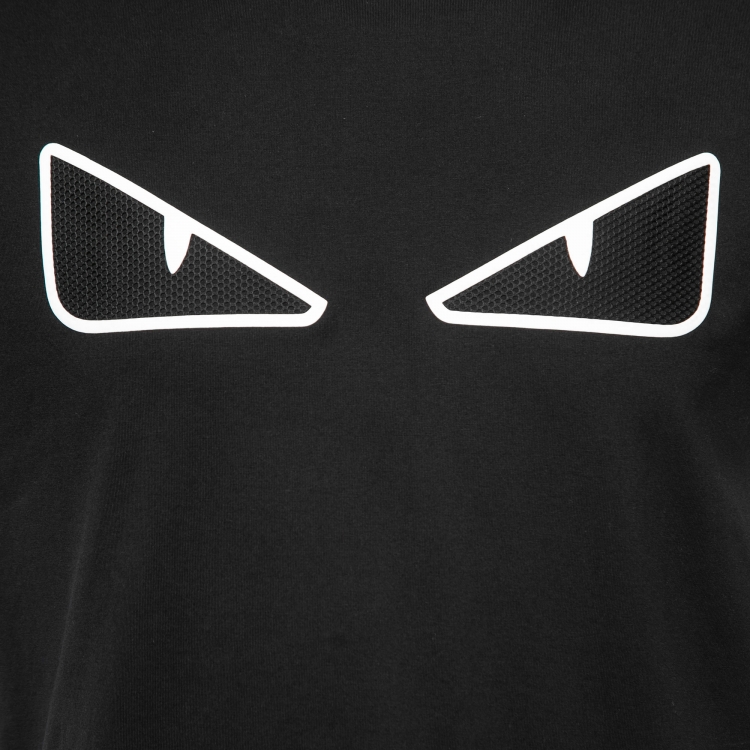 Pre Owned Fendi Black Cotton Bag Bugs Appliqued Crew Neck T-Shirt L
