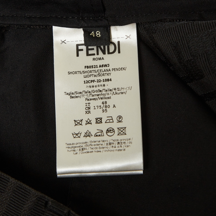 Pre Owned Fendi Black Monogram Jacquard Chino Shorts M