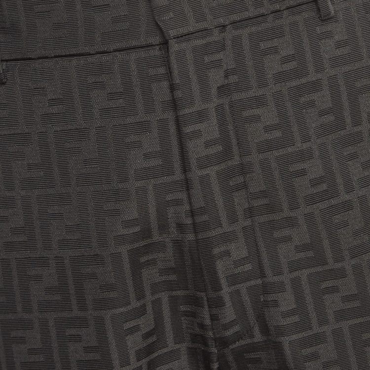 Pre Owned Fendi Black Monogram Jacquard Chino Shorts M