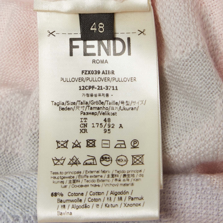 Pre Owned Fendi Multicolor Pastel Textured Intarsia Knit Crew Neck Sweater M   