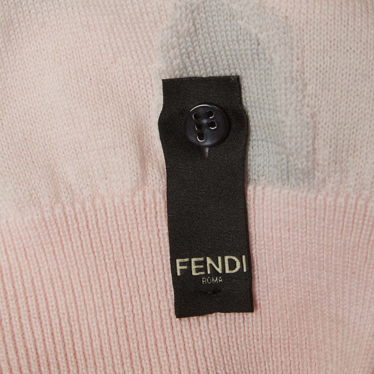 Pre Owned Fendi Multicolor Pastel Textured Intarsia Knit Crew Neck Sweater M   
