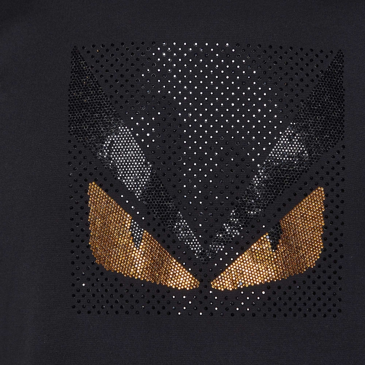 مملوكة مسبقًا Fendi Black Cotton Bags Bugs Embellished Crew Neck T-Shirt XL