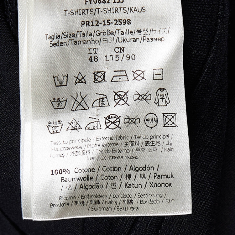 Pre Owned Fendi Black Cotton Bag Bugs Embellished Crew Neck T-Shirt M