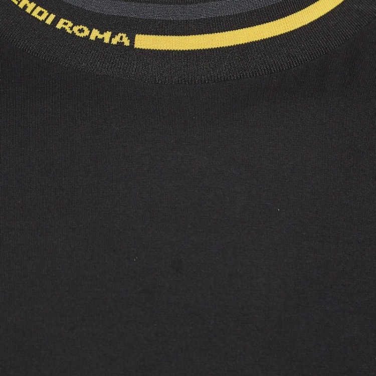 Pre Owned Fendi Black Cotton Contrast Trim T-Shirt XL