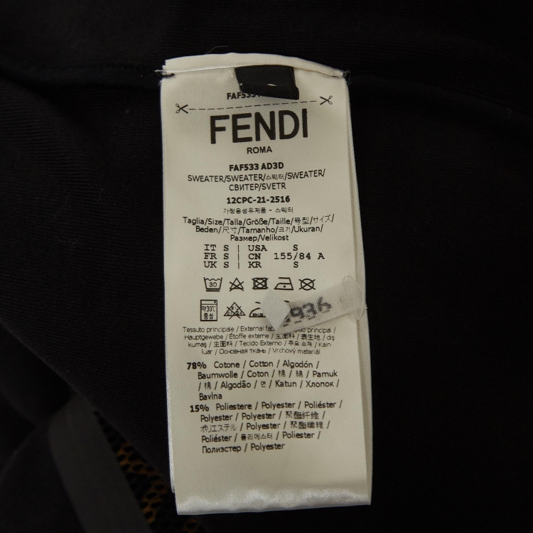 Pre Owned Fendi Black Knit and FF Mesh Paneled Zip Up Hoodie S